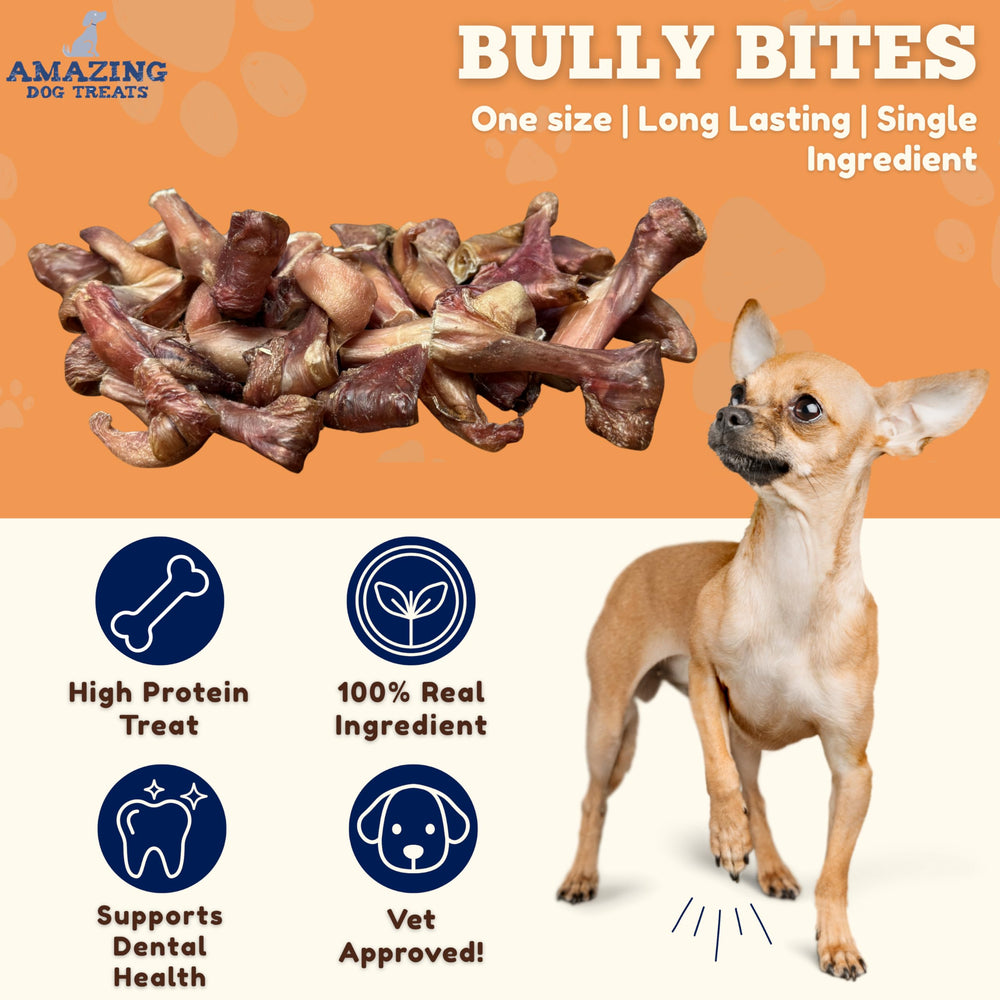 Amazing Dog Treats Bully Stick Bites texture-croquant: expérience de mastication satisfaisante.