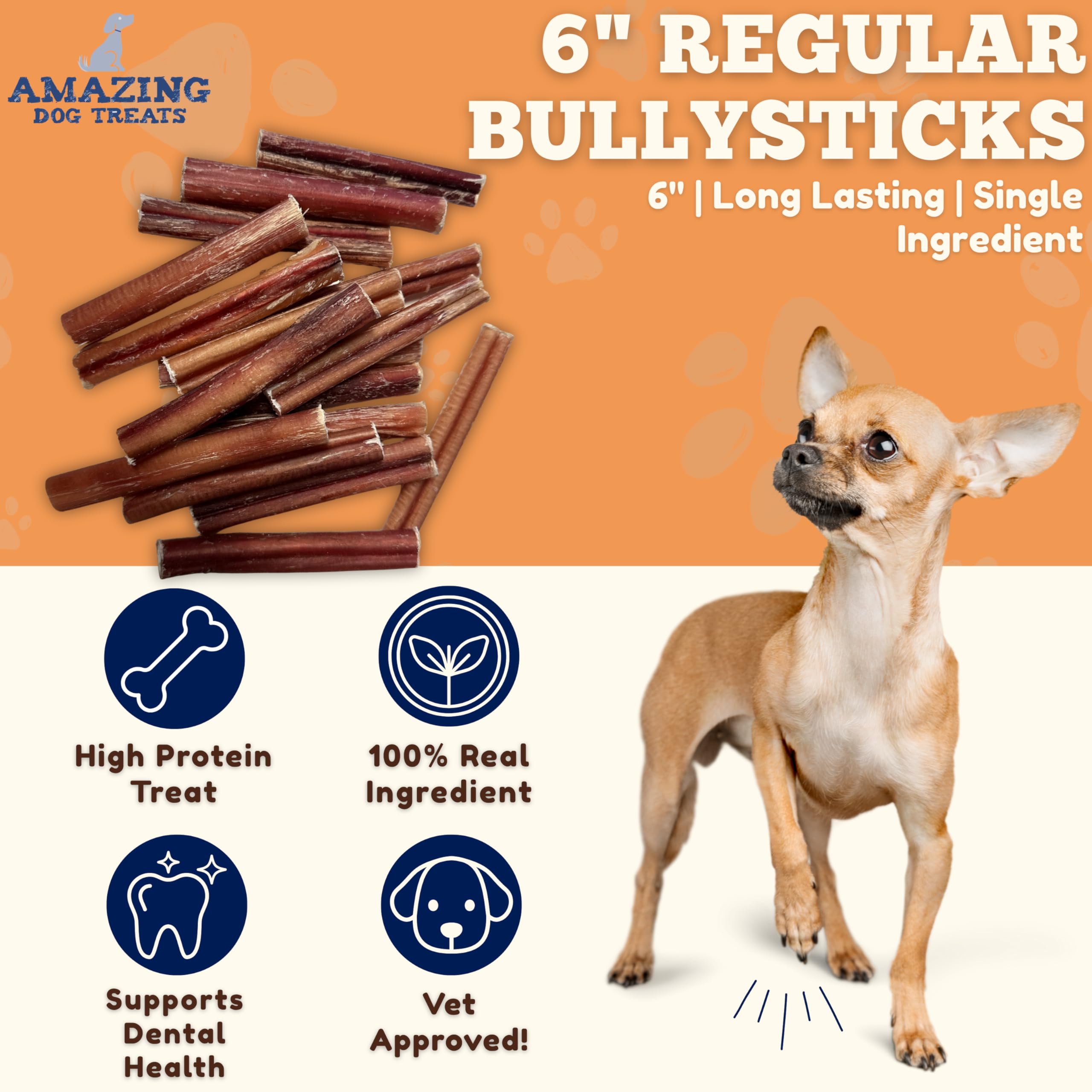 Amazing Dog Treats bully stick sans peau, format bulk 100 pièces
