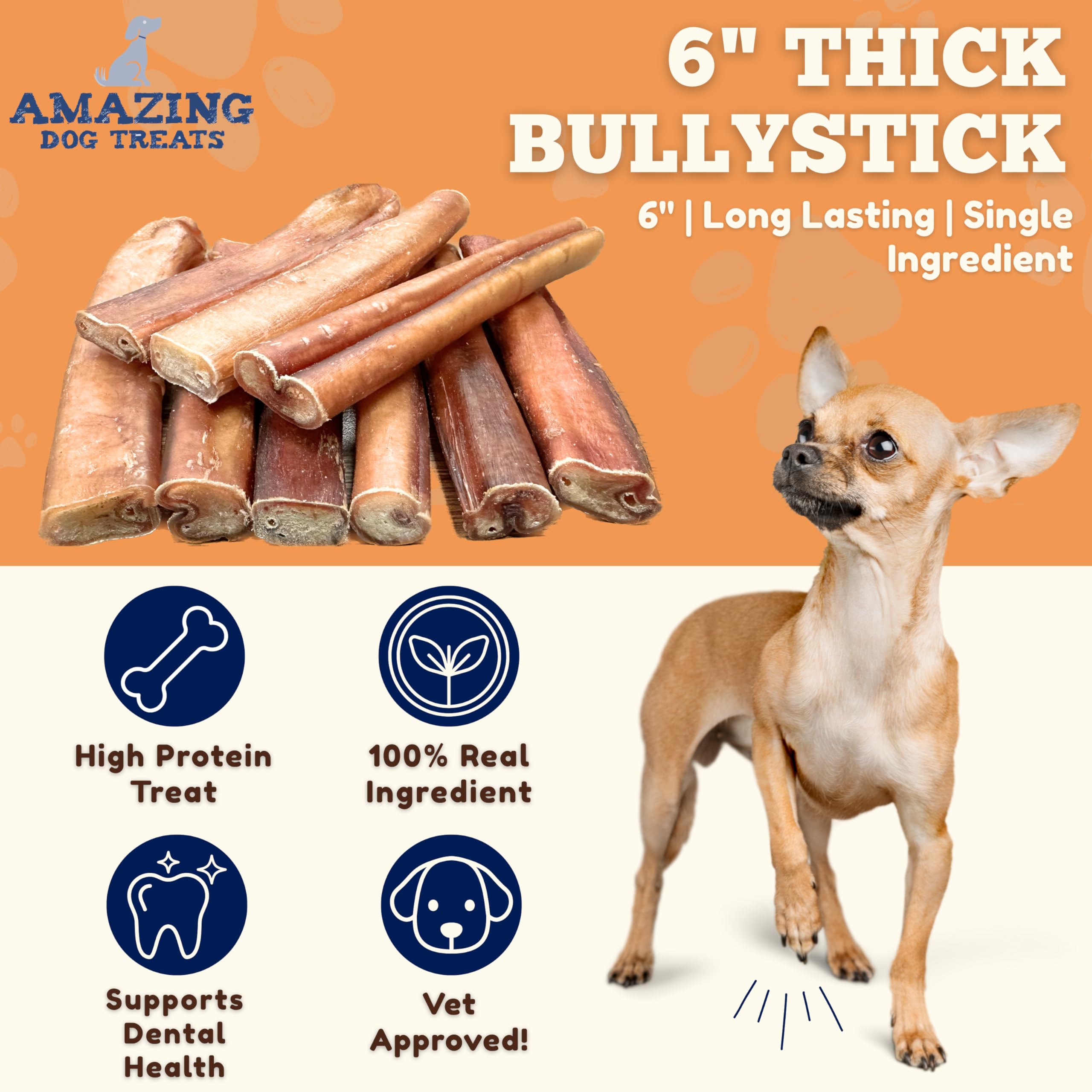 Texture ultra épaisse des Bully Sticks pour mâchage prolongé et satisfaisant.