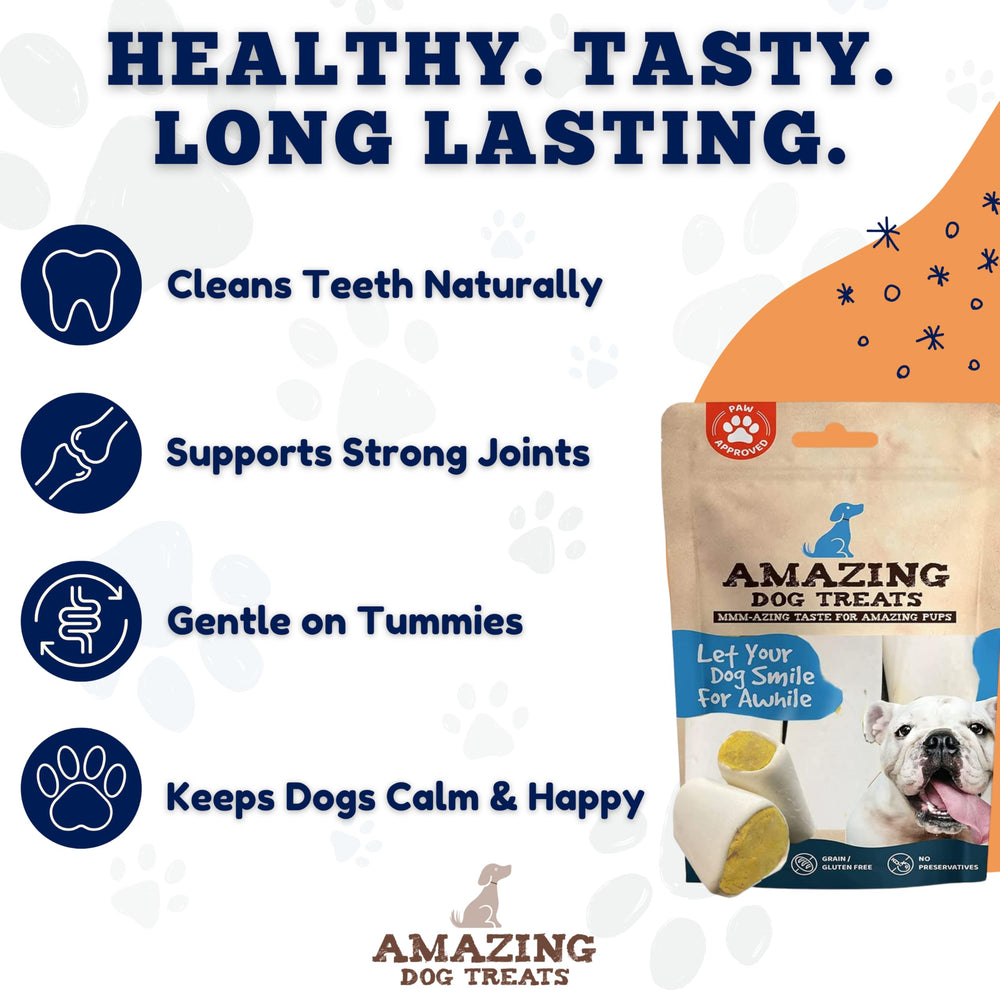 Amazing Dog Treats – os tibia farcis bacon fromage, soutien potentiel à l’hygiène dentaire ludique.
