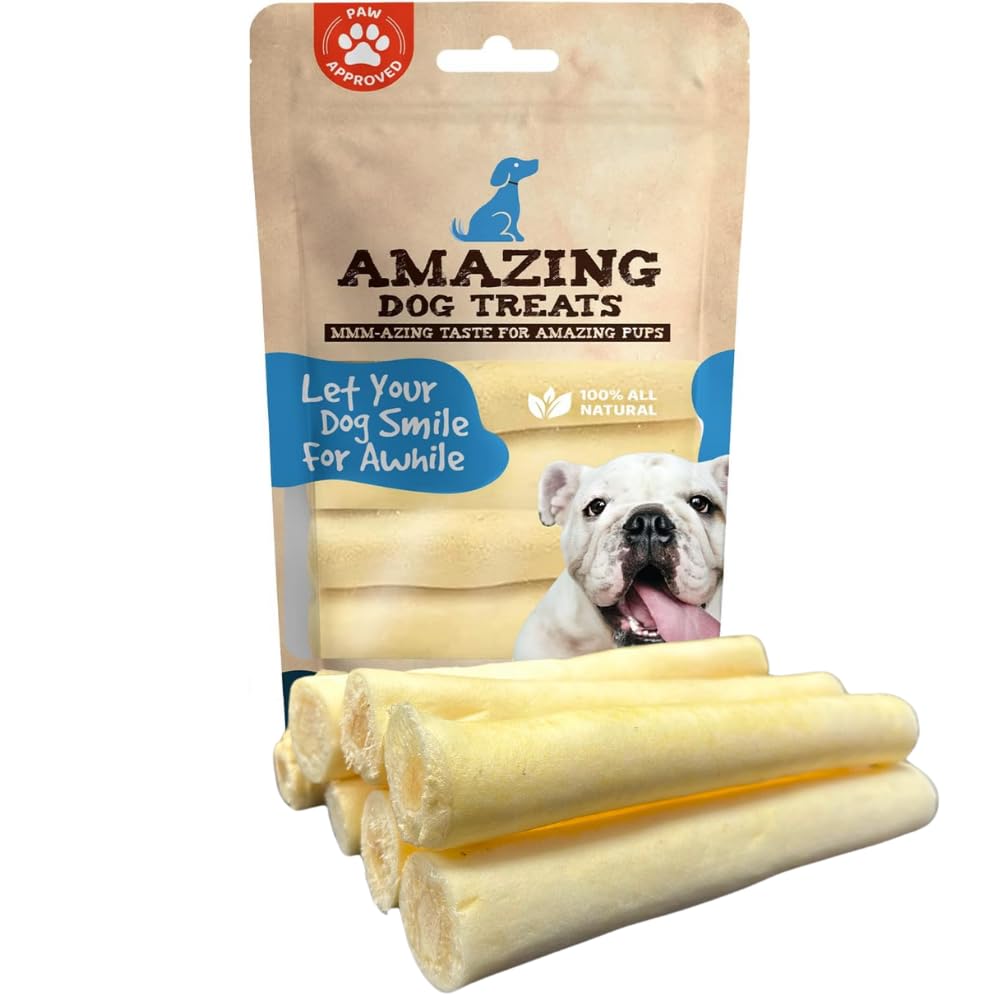 Amazing Dog Treats queue de boeuf 6 pouces épaisse, mastication prolongée pour chiens actifs.