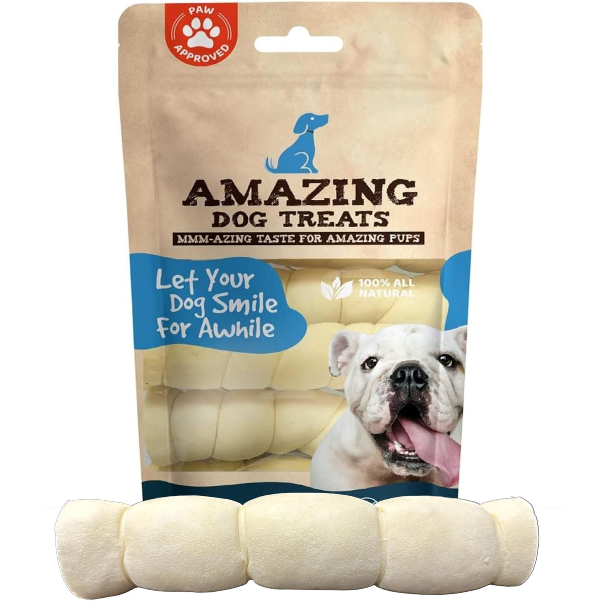 Rouleaux de joue de bœuf Amazing Dog Treats, épais et durables.