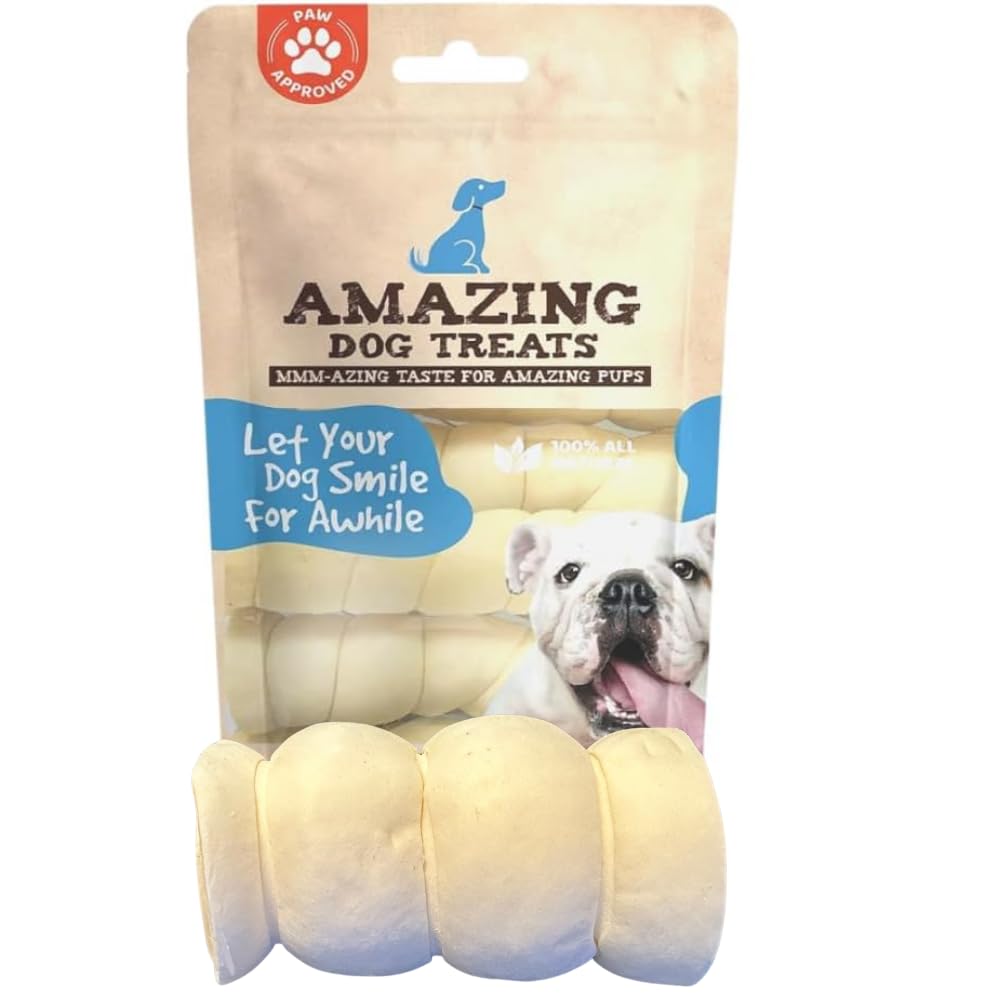 Amazing Dog Treats - Rouleaux de joue-boeuf épais 4 pouces, mastication prolongée.