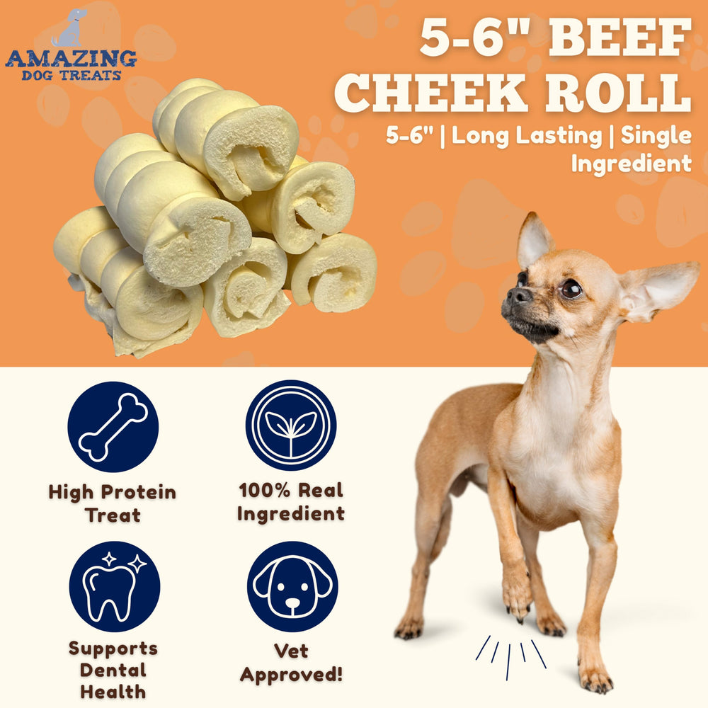 Amazing Dog Treats – Rouleaux joue-boeuf épais, mastication soutenue et plaisir durable.