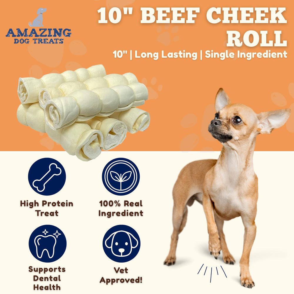 Texture dense des rouleaux Amazing Dog Treats pour une mastication prolongée.