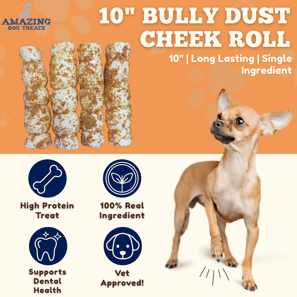 Texture dense des rouleaux Amazing Dog Treats sans additifs visibles.