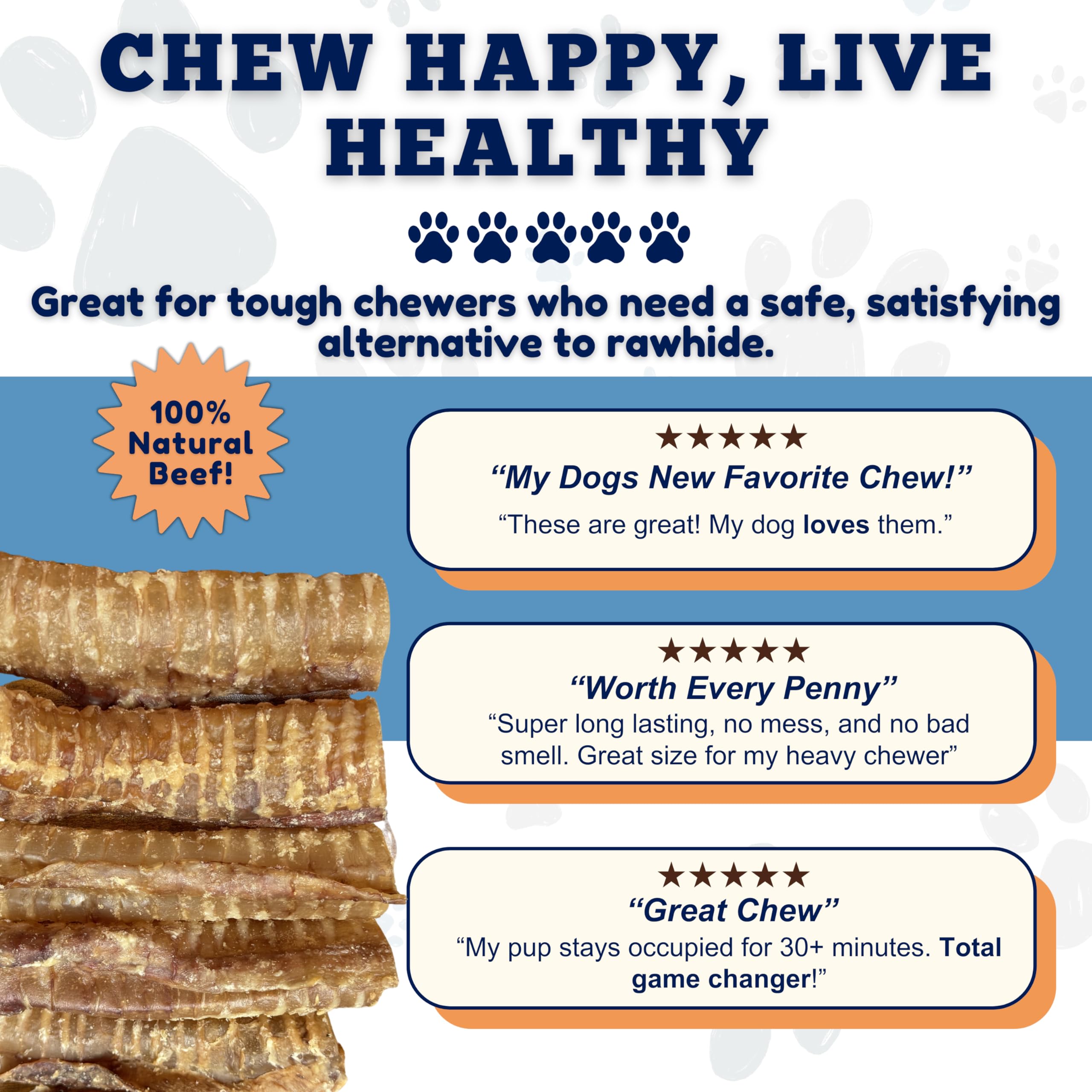 Friandise sans additifs chimiques, Amazing Dog Treats trachée de boeuf