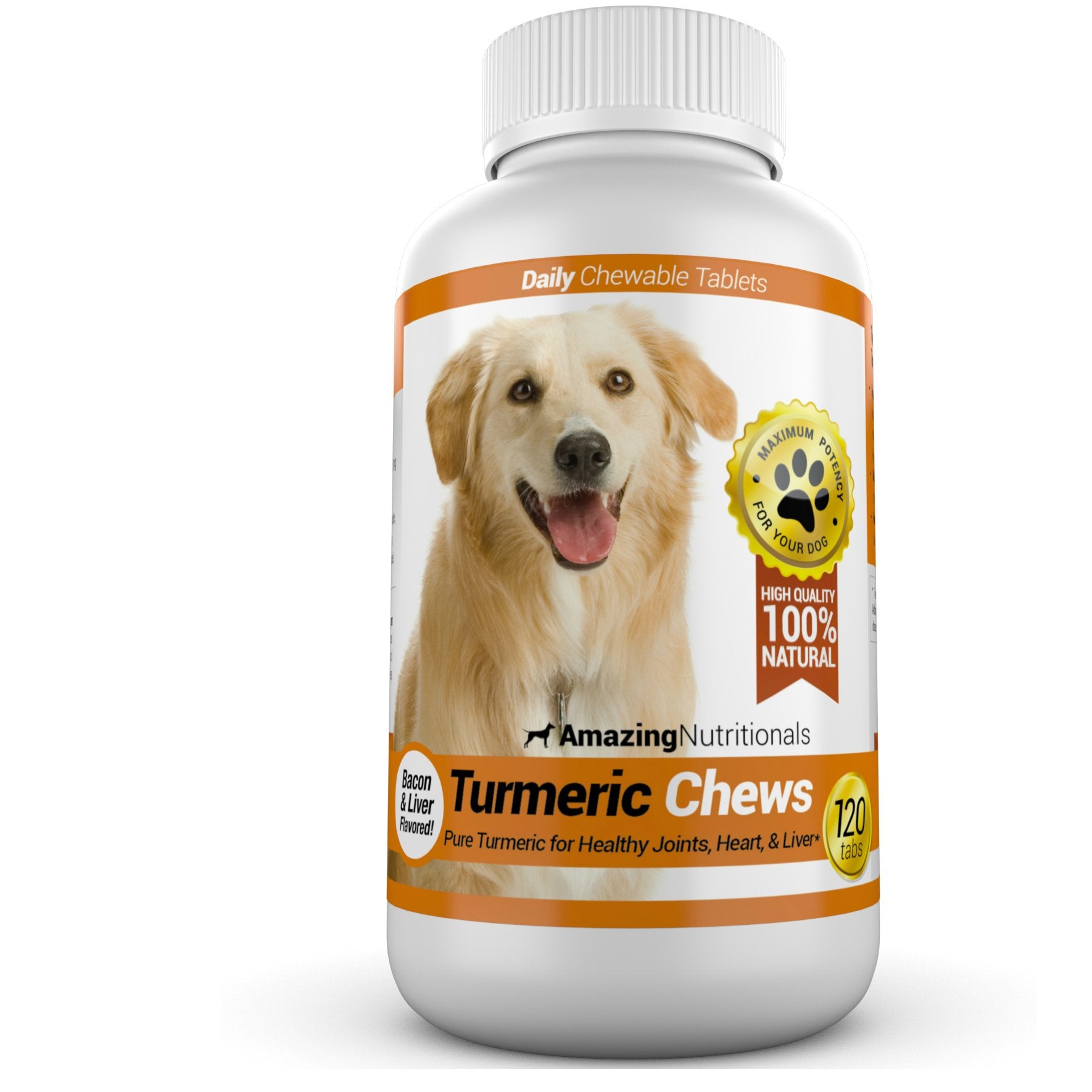 Friandise Amazing Turmeric pour chien au goût bacon et foie de boeuf.