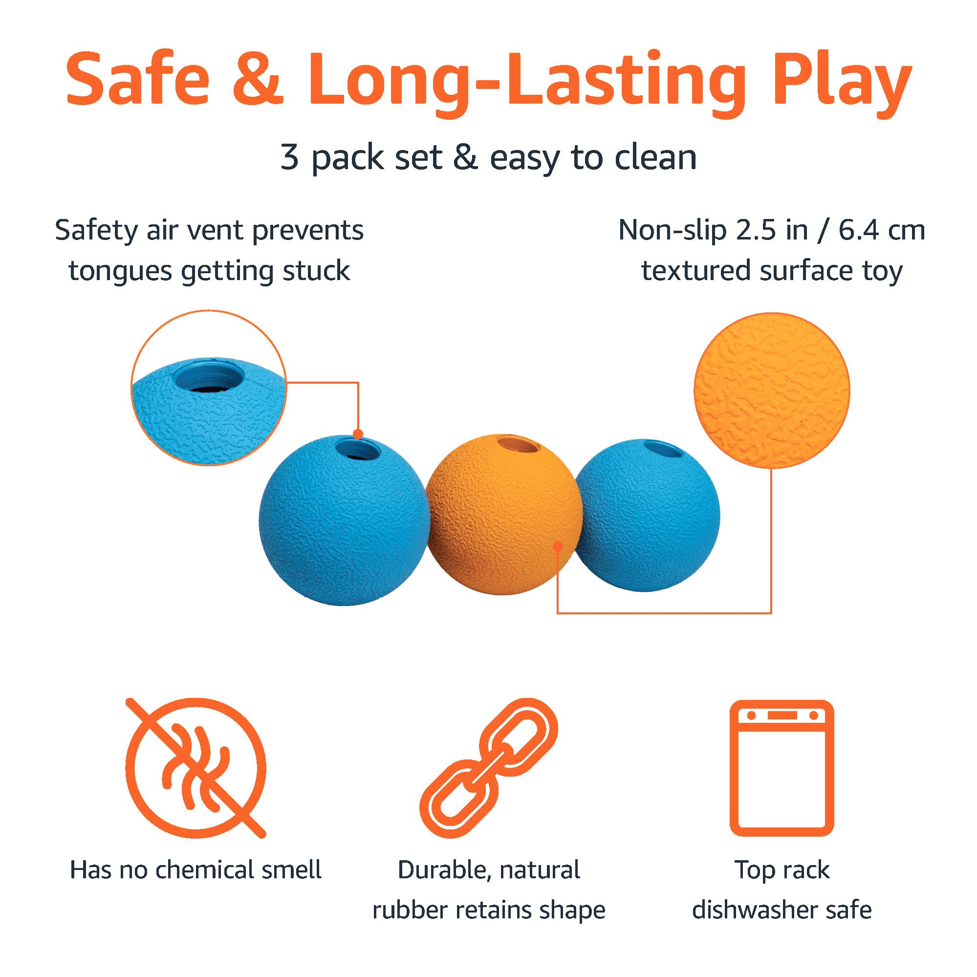 Amazon Basics balles caoutchouc: detail surface et rebond durable pour jeux actifs.