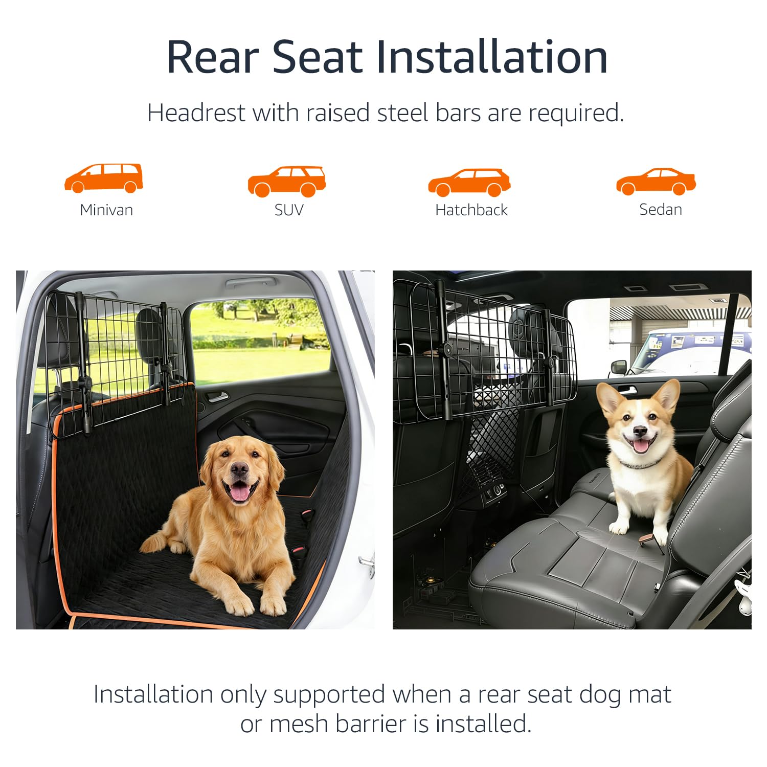Barrière pour chien Amazon Basics reglable, largeur ajustable pour tout véhicule.