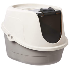 Amazon Basics boîte-litière fermée avec porte battante, accès facile pour chats.