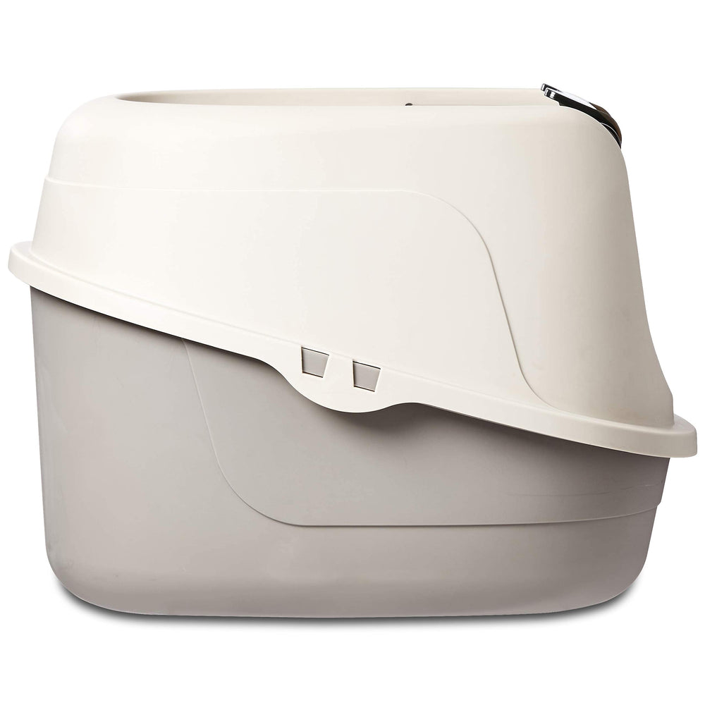 Boîte-litière Amazon Basics résiste aux taches et odeurs pour une hygiène durable.