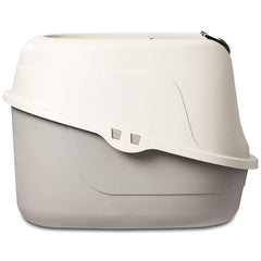 Boîte-litière Amazon Basics résiste aux taches et odeurs pour une hygiène durable.