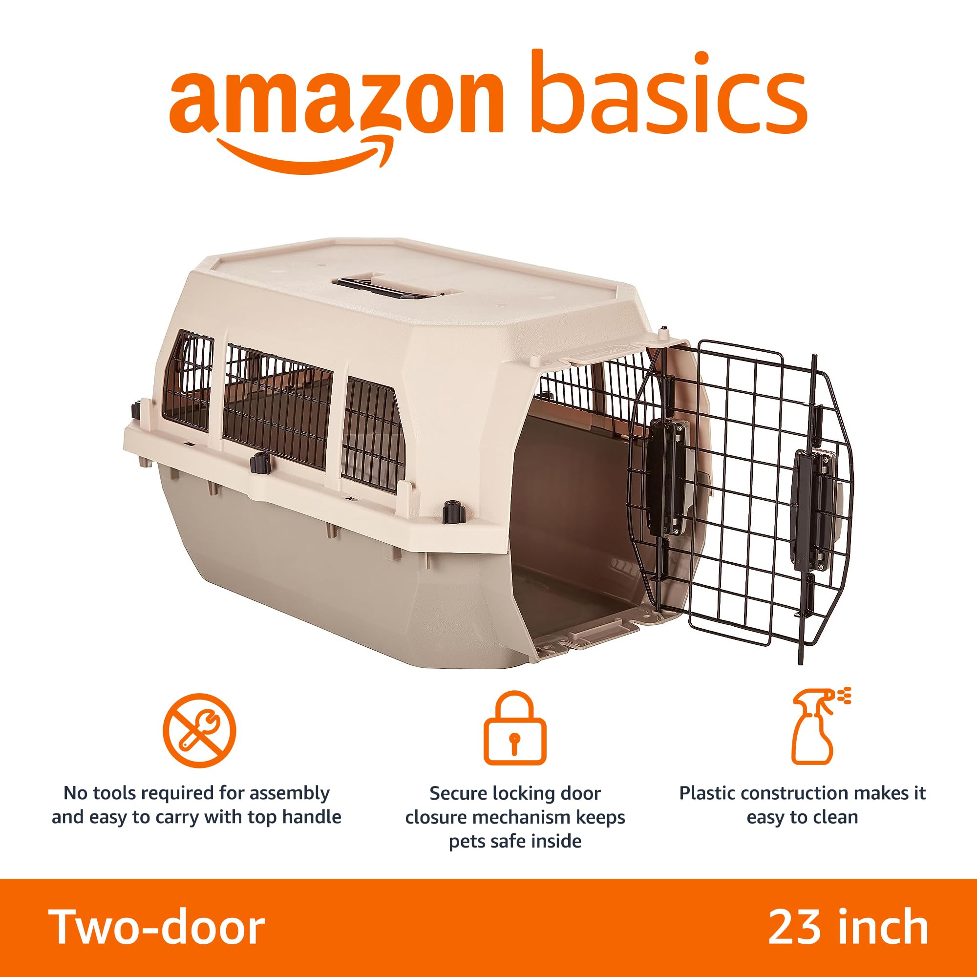 Caisse transport animaux Amazon Basics, plastique durable et fermeture sécurisée pour les voyages