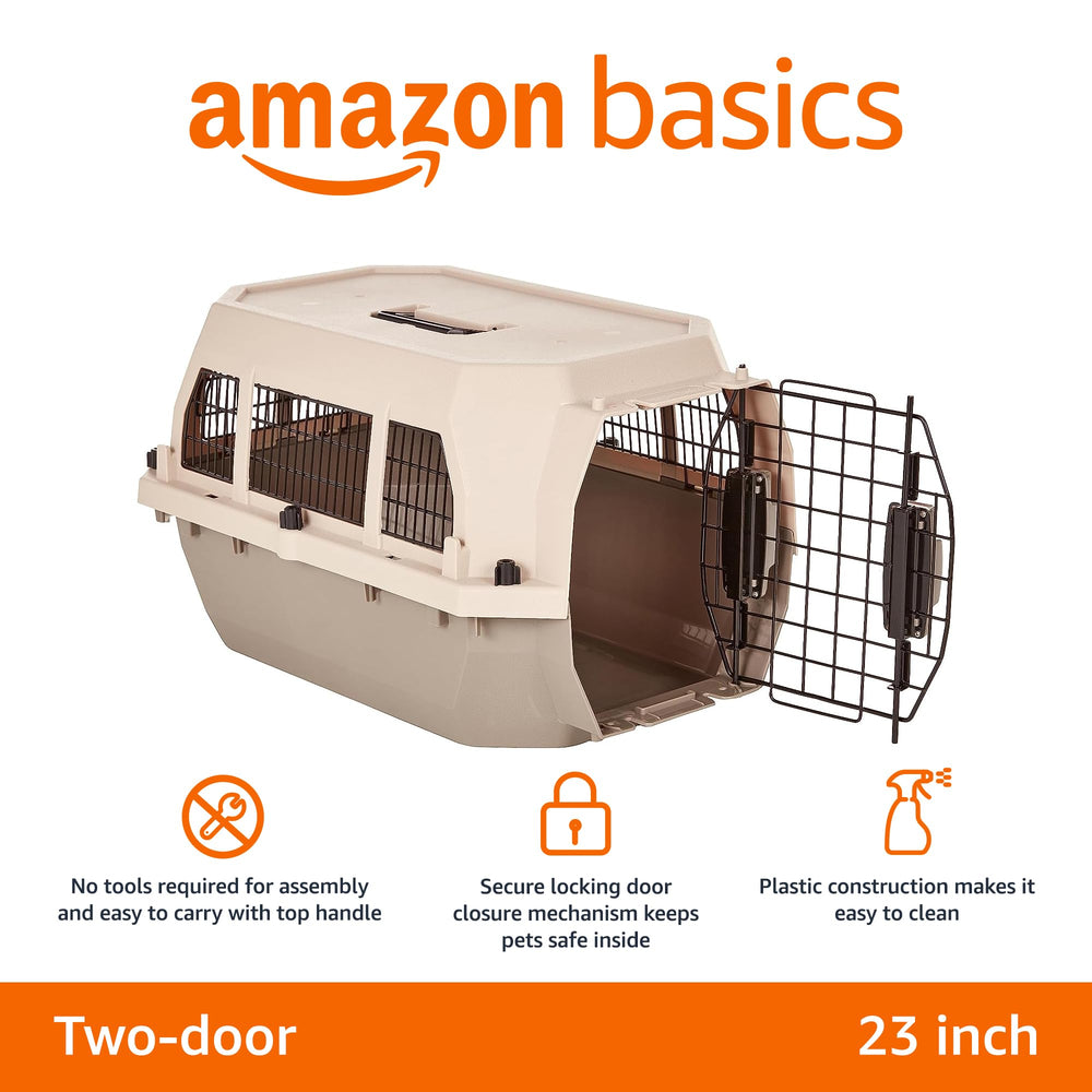 Caisse transport animaux Amazon Basics, plastique durable et fermeture sécurisée pour les voyages