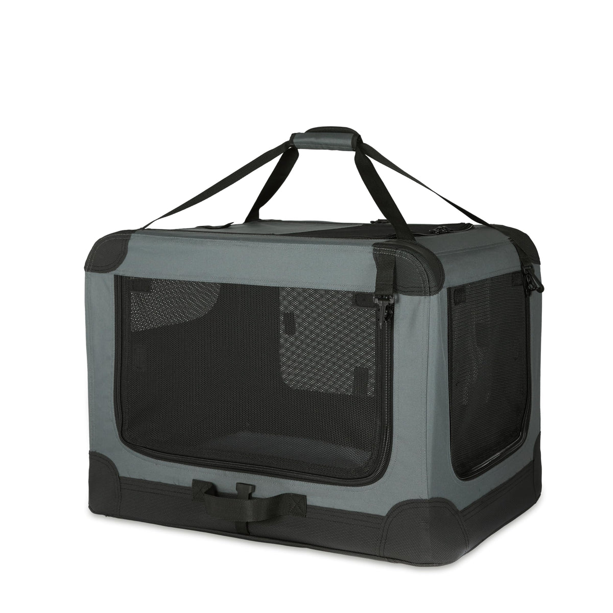 Amazon Basics boite-voyage animaux quatre-portes ouverte, pratique pour les trajets.