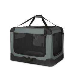 Amazon Basics boite-voyage animaux quatre-portes ouverte, pratique pour les trajets.