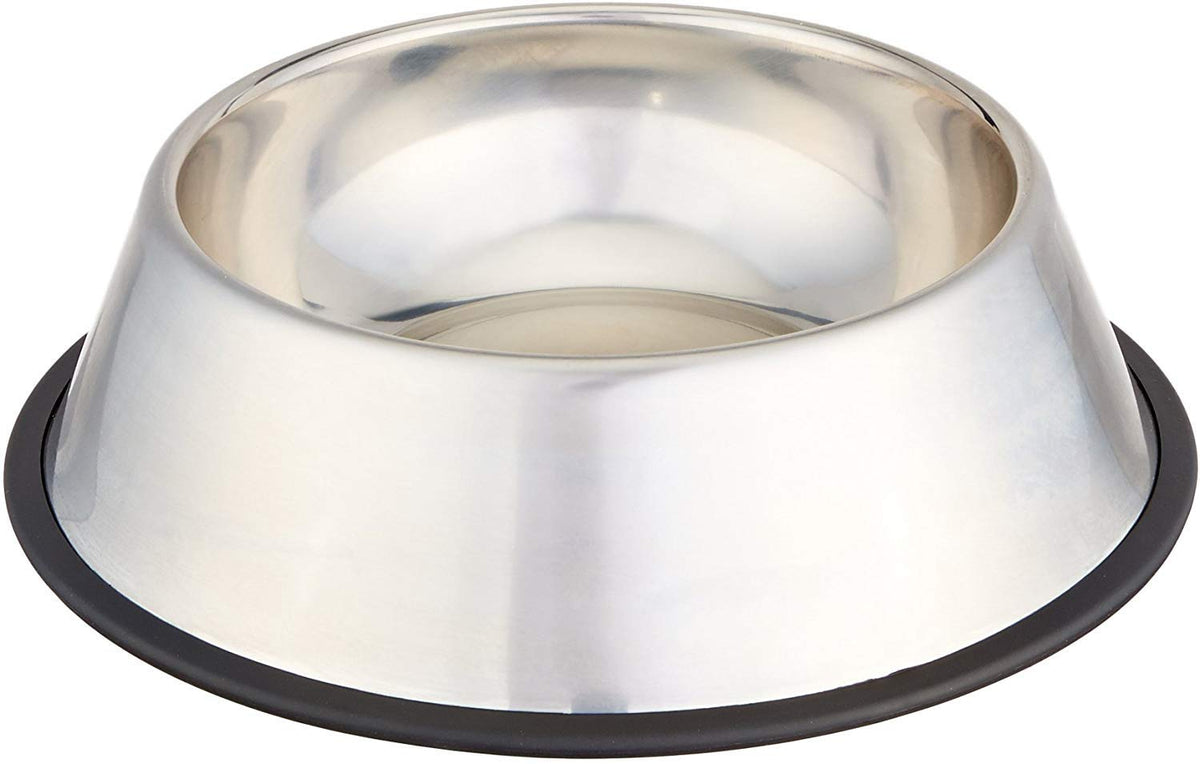 Bol Amazon Basics en inox avec base antidérapante pour repas sans glissade.