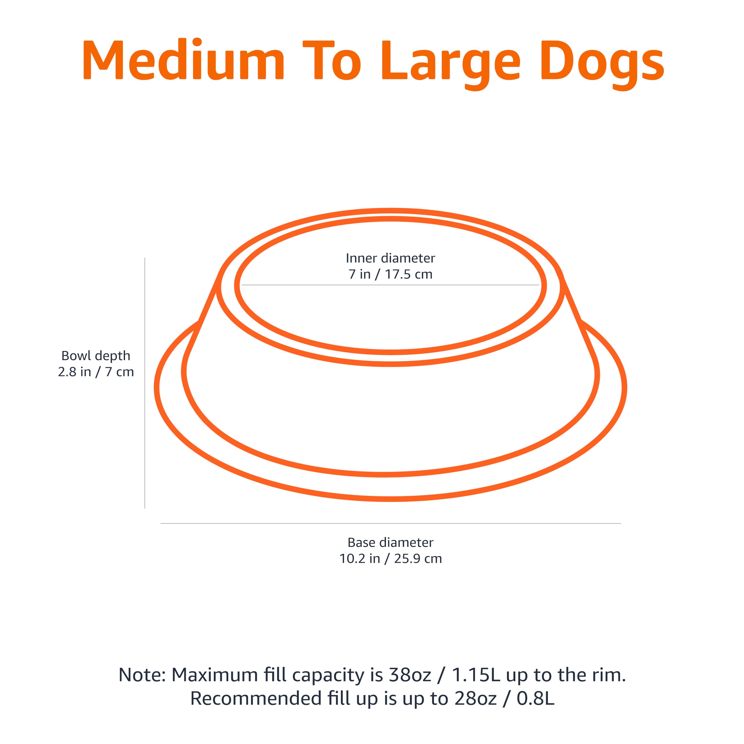Bol Amazon Basics en inox pour chiens jusqu’à 38 onces, repas et eau.