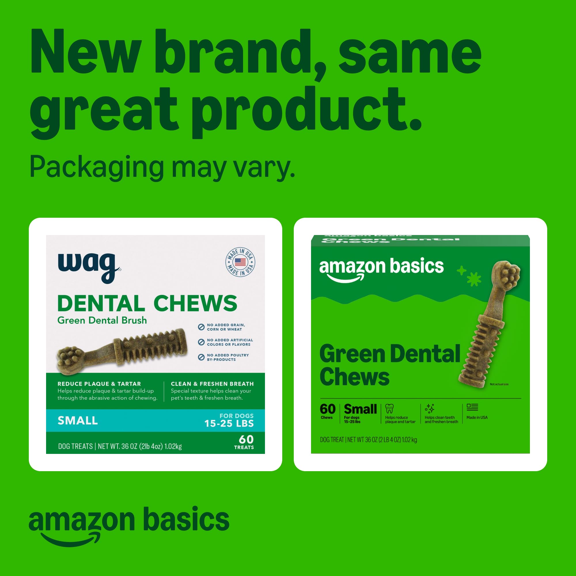 Bouchées dentaires Amazon Basics pour petits chiens – lutte contre la plaque.
