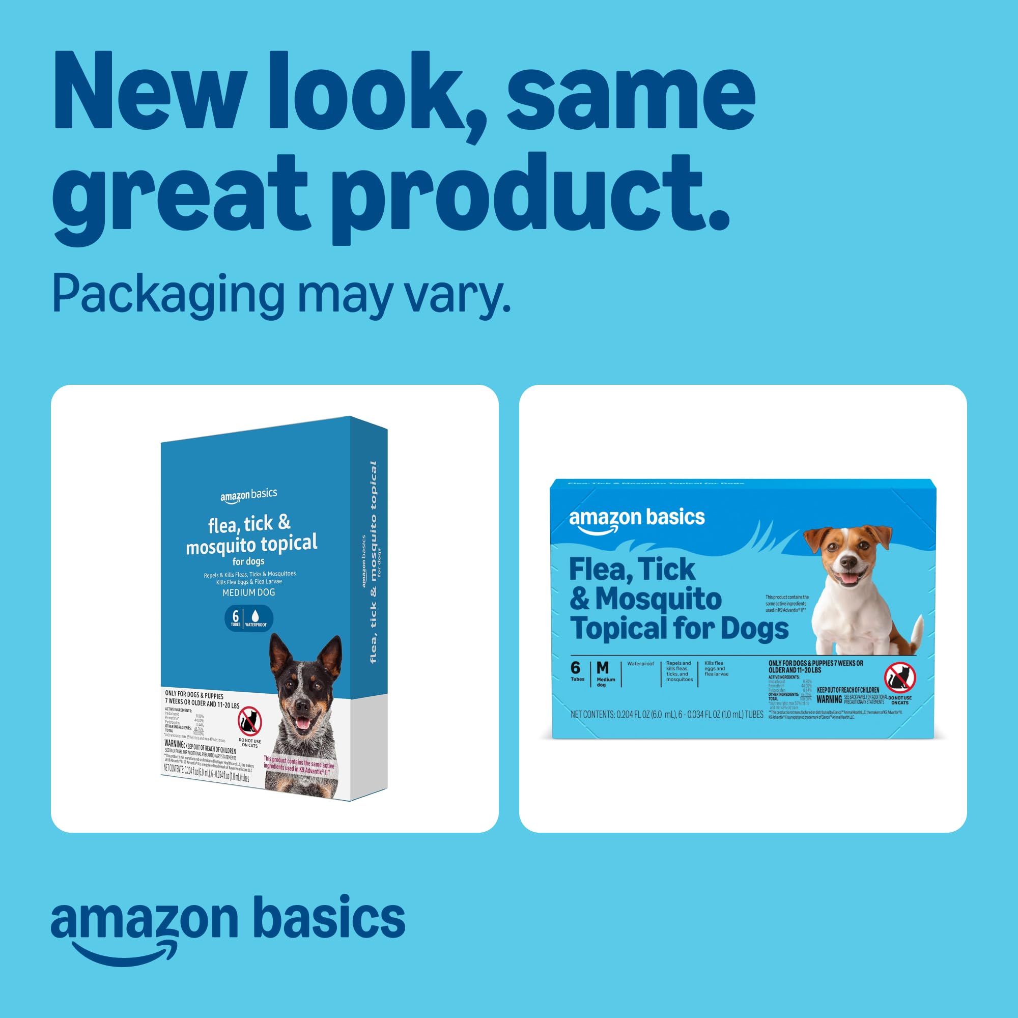 Bouteille topique Amazon Basics avec étiquette lisible et utilisation facile.