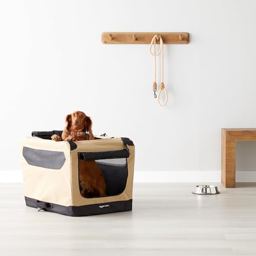 Amazon Basics cage-chien-en-tissu-doux teinte tan transport-confort, idéal pour petites races.
