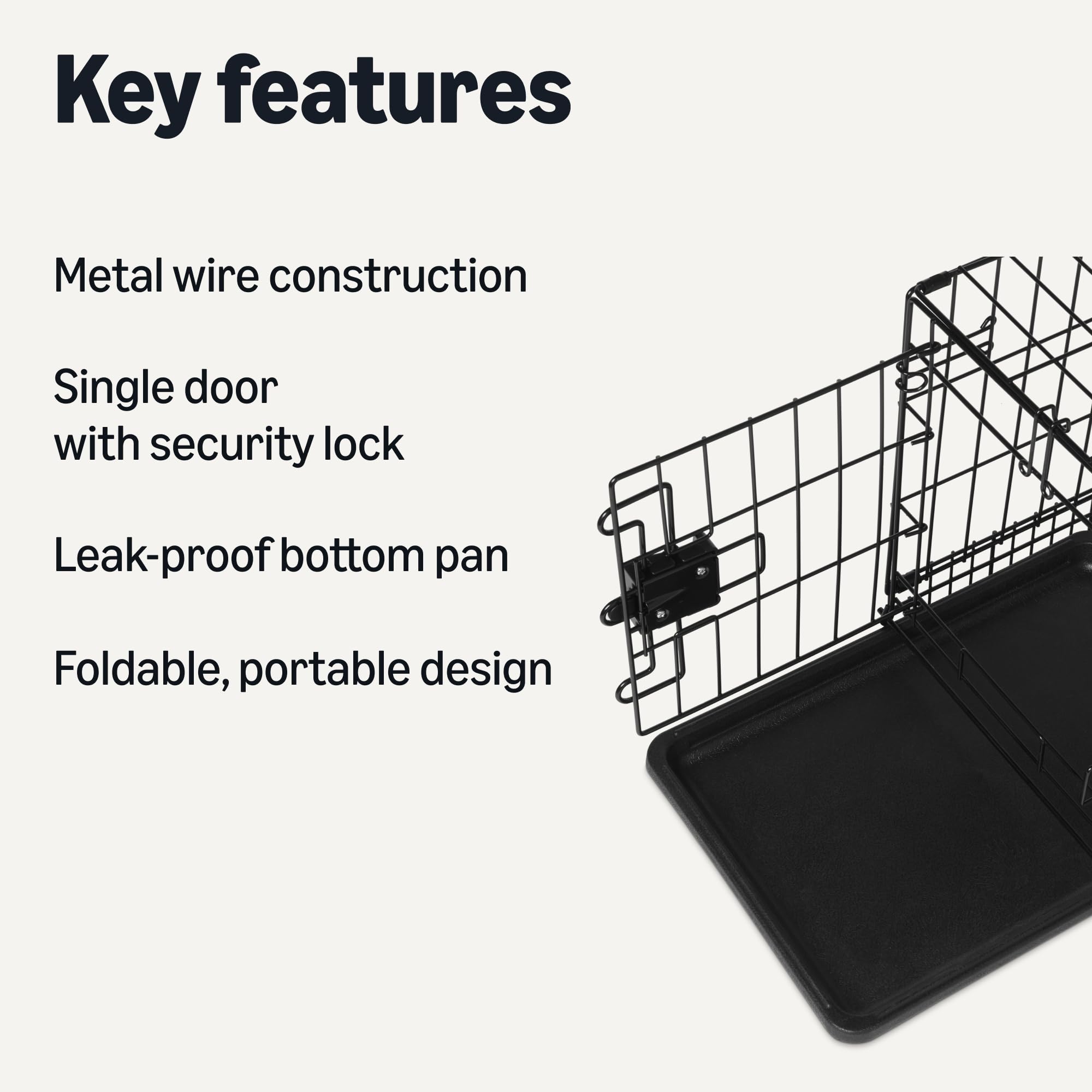 Amazon Basics cage chien plateau amovible facilitant le nettoyage et l'entretien.