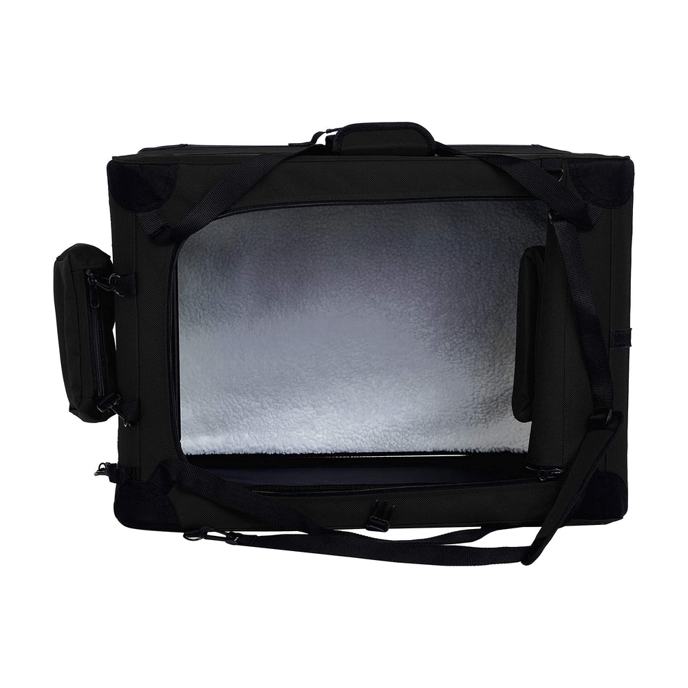 Amazon Basics cage-transport chien pliable, matière polyester résistante et durable.