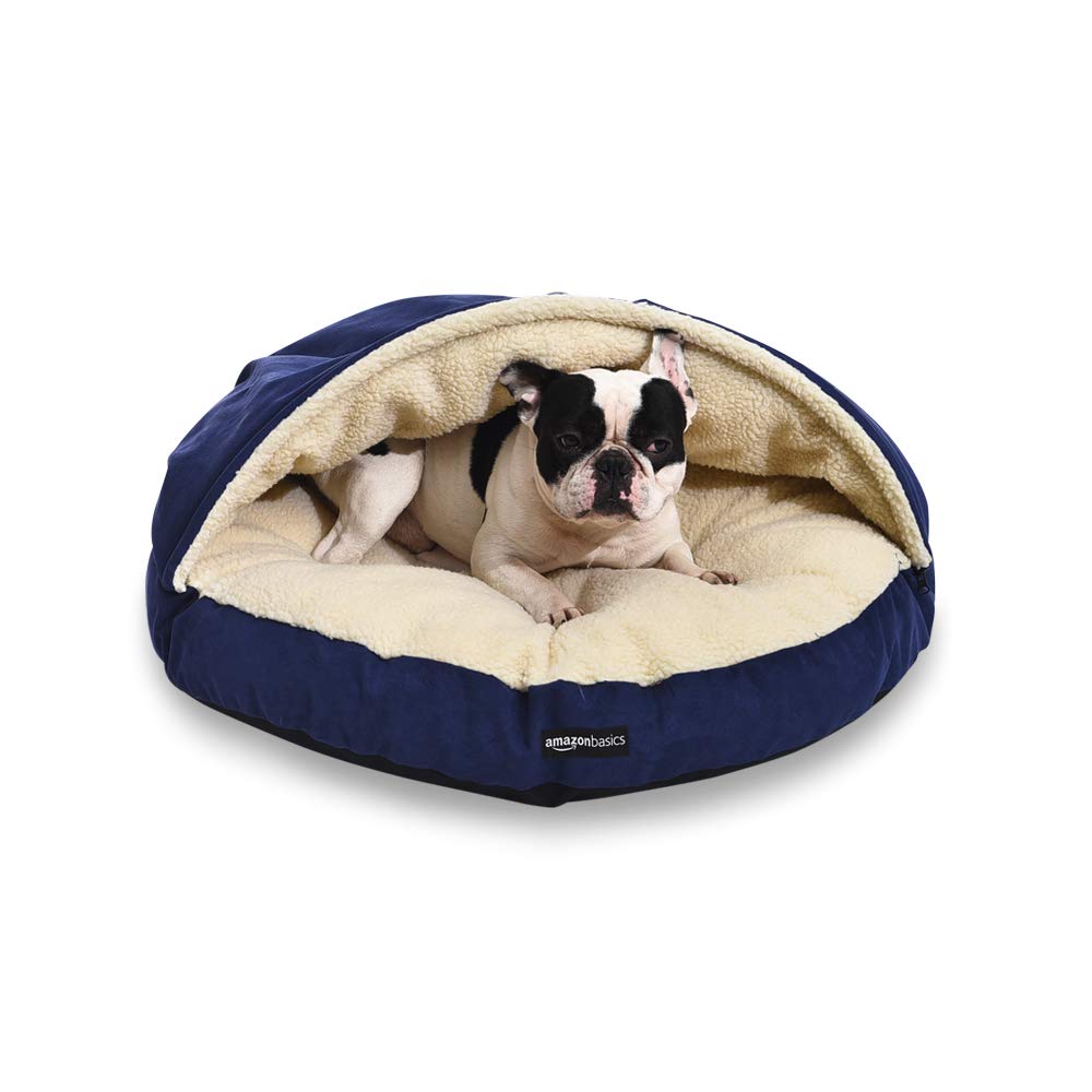 Amazon Basics cave-dortoir bleu pour chien ou chat, refuge douillet