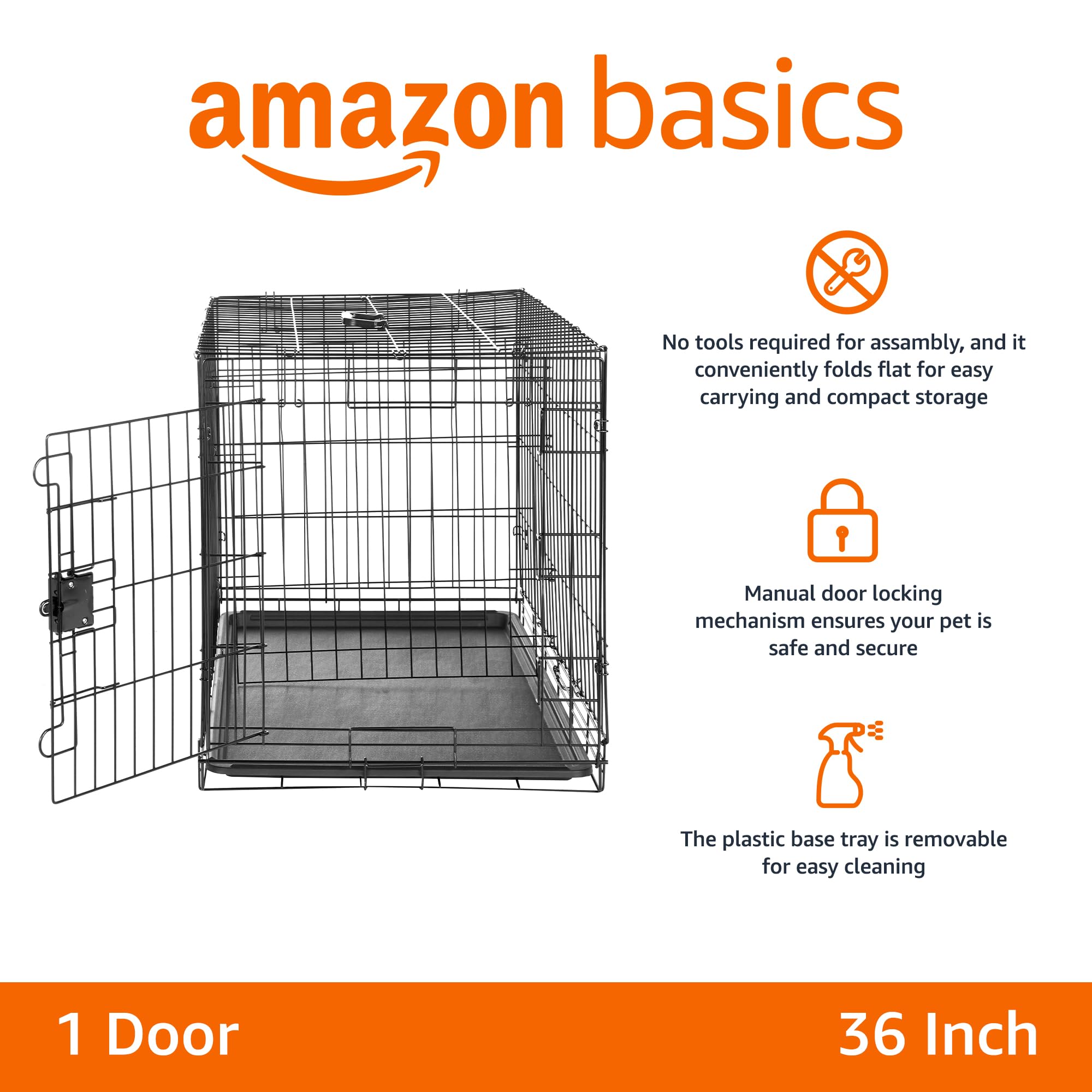 Porte simple en métal du chenil Amazon Basics pour accès rapide