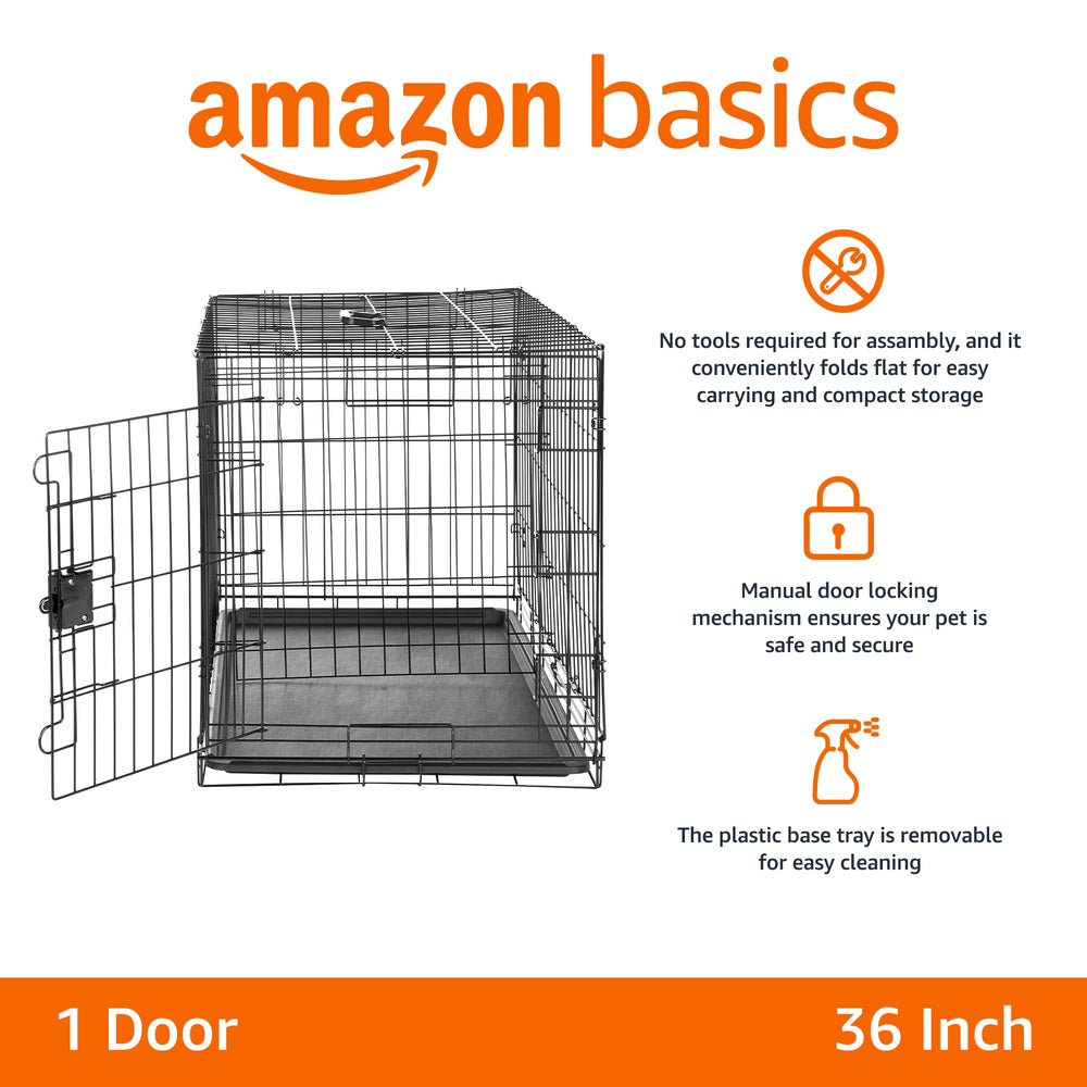 Porte simple en métal du chenil Amazon Basics pour accès rapide