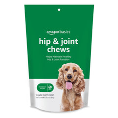 Bouchées hanches et articulations pour chien Amazon Basics dans sac refermable, faciles à administrer.