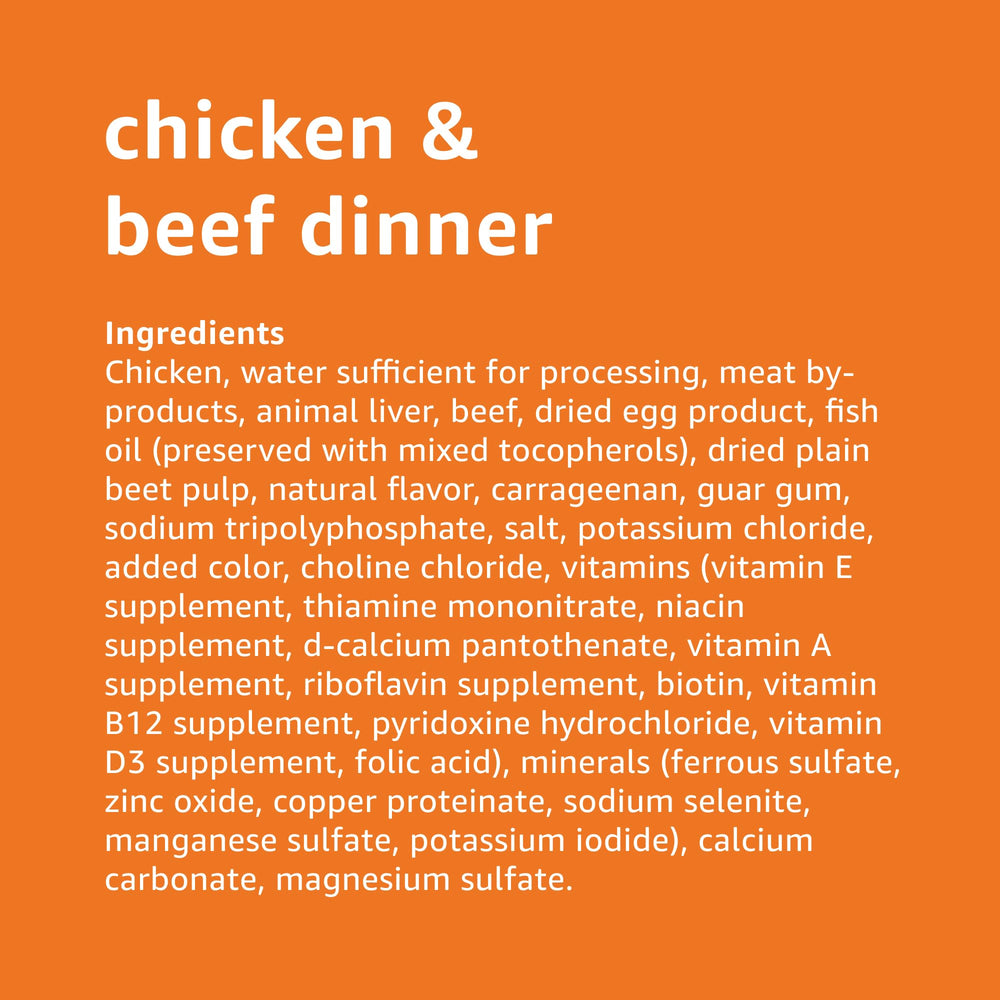 Conserve amazon-basics pour chiot, poulet et boeuf, sans arômes artificiels ajoutés.