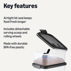 Amazon Basics Conteneur alimentation 30-lbs, grande capacité et fermeture fiable