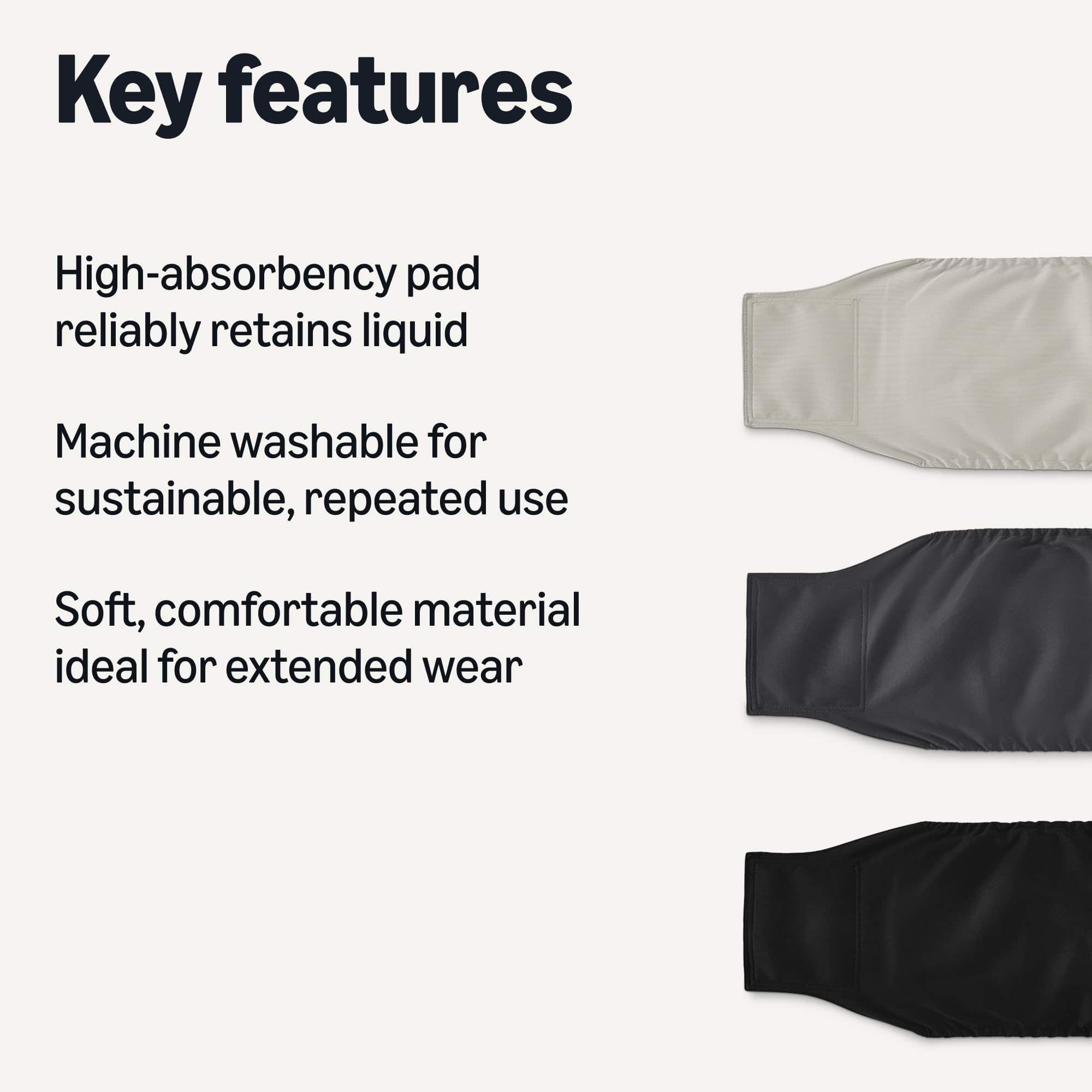 Couches Amazon Basics gris pour chien mâle L, absorption élevée.
