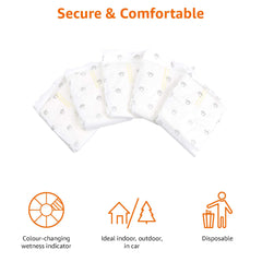 Indicateur d’humidité qui change de couleur sur les couches Amazon Basics.