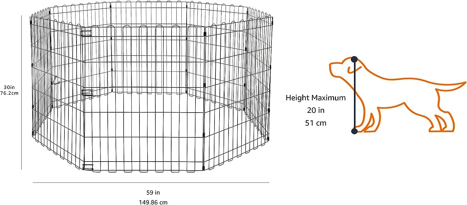 Amazon Basics enclos d'exercice pliable noir à 8 panneaux pour configurer l'espace.