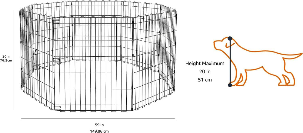 Amazon Basics enclos d'exercice pliable noir à 8 panneaux pour configurer l'espace.
