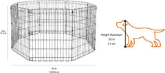 Amazon Basics enclos d'exercice pliable noir à 8 panneaux pour configurer l'espace.