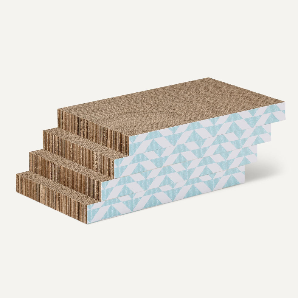 Amazon Basics griffes-chat-carton bleu 4en1: se transforme en maison ou lit.