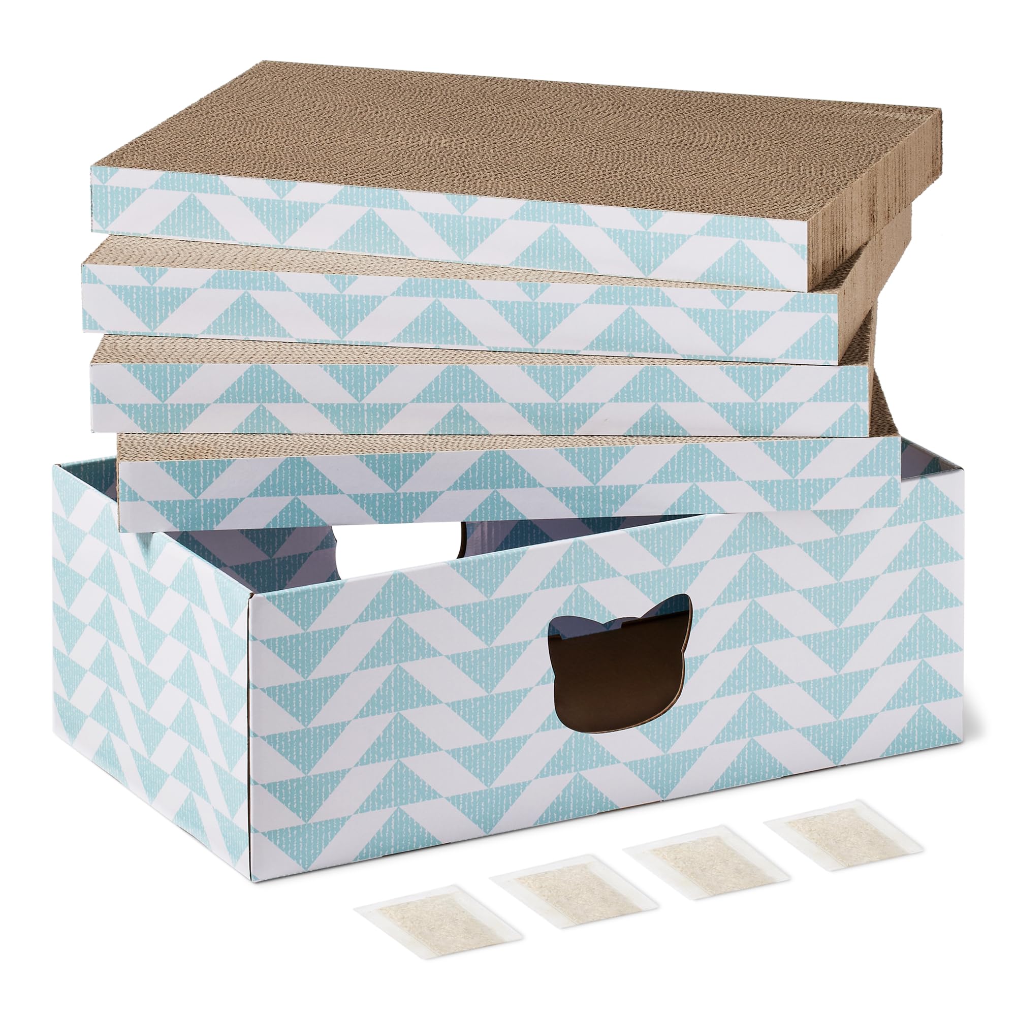 Amazon Basics griffes-chat-carton ondulé bleu: stimulation naturelle et divertissement.