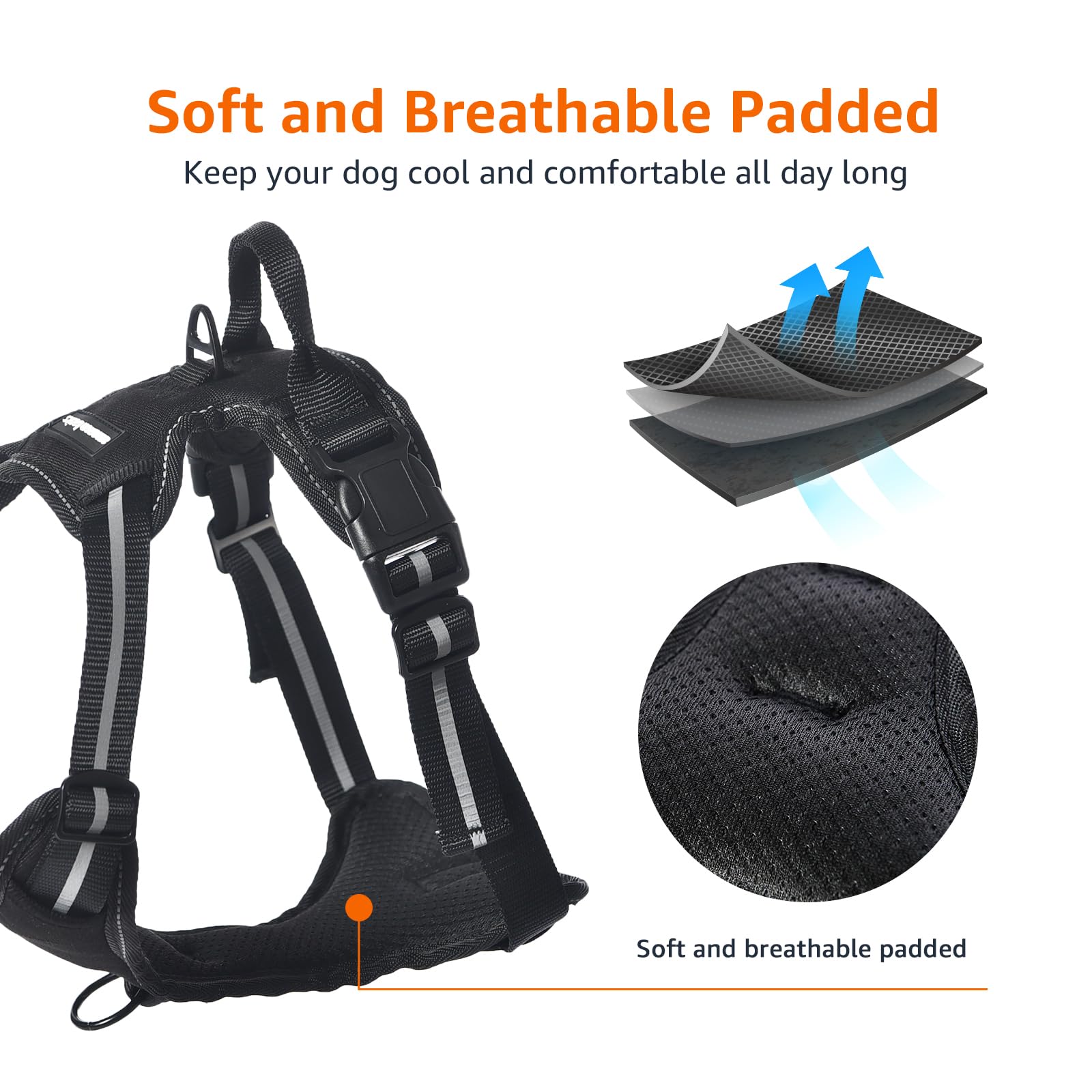 Harnais Amazon Basics ajustable rembourré pour un confort personnalisé.