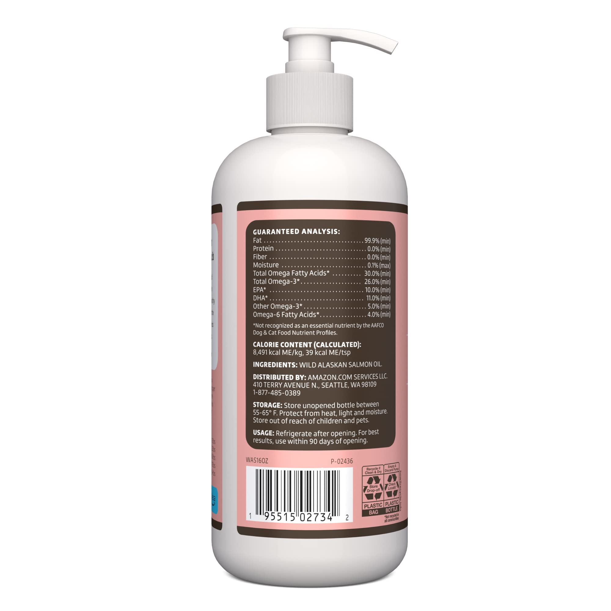 Visuel de peau et pelage sains grâce à l huile de saumon sauvage Amazon Basics.