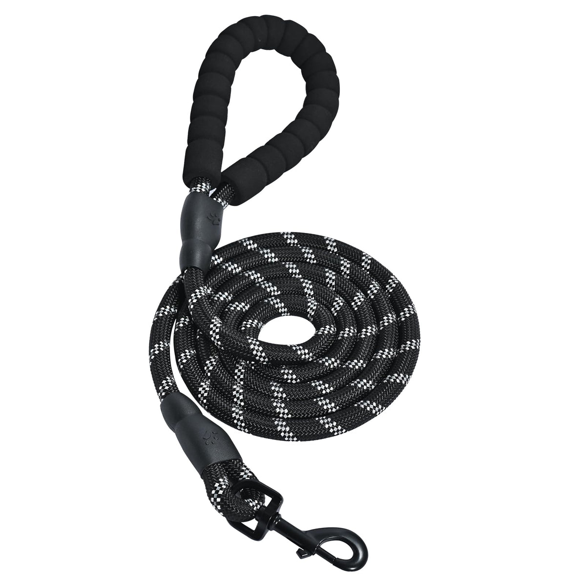 Laisse ronde Amazon Basics noir, vue d'ensemble, facile à manipuler pendant les promenades.
