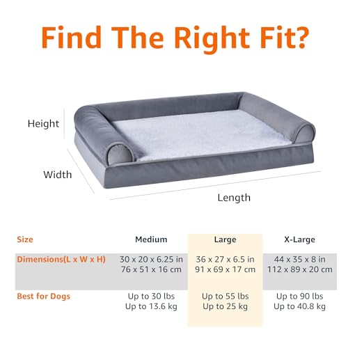 Amazon Basics lit-canapé chien gris, dimensions 91 x 69 cm