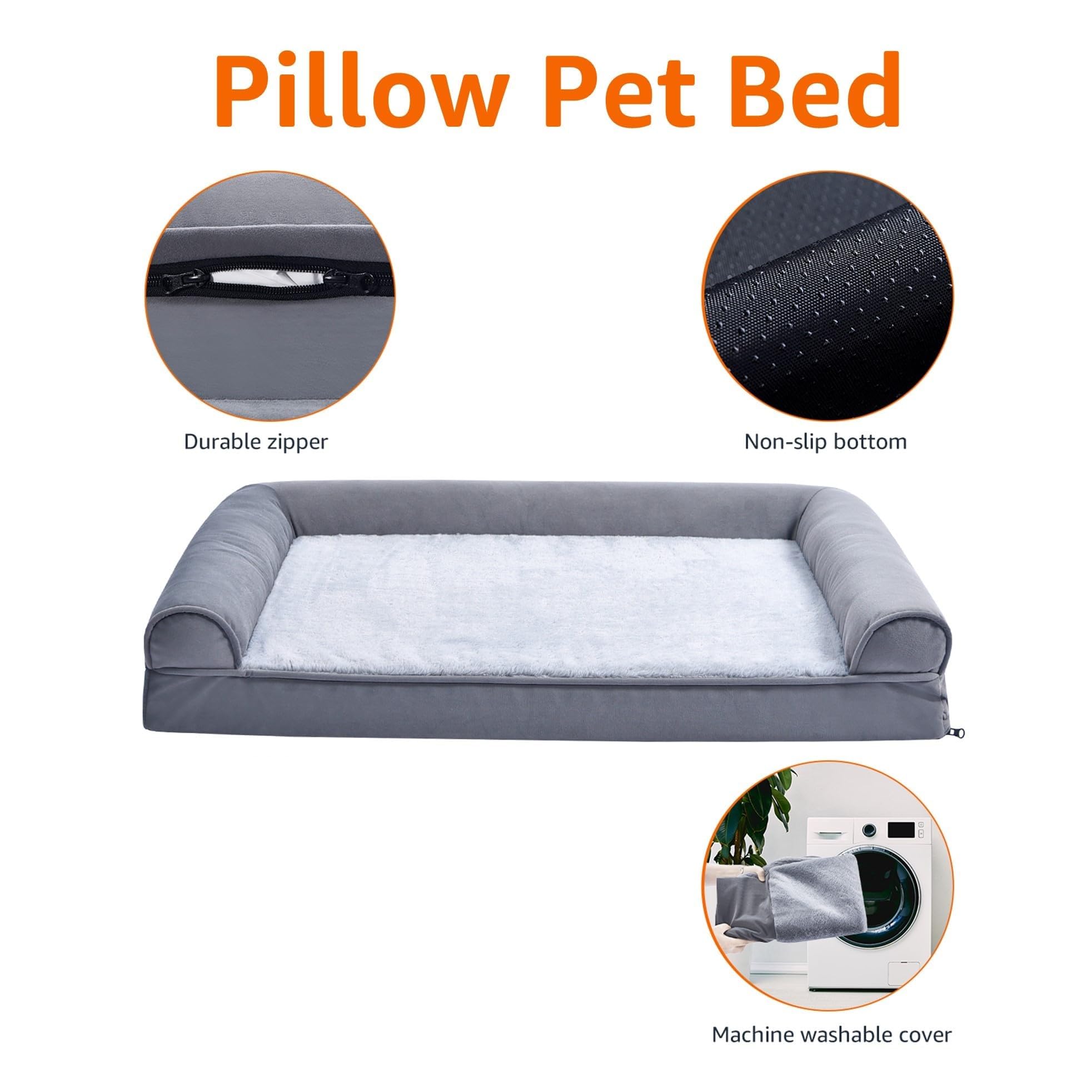 Amazon Basics lit-canapé chien gris, doublure imperméable à l’intérieur