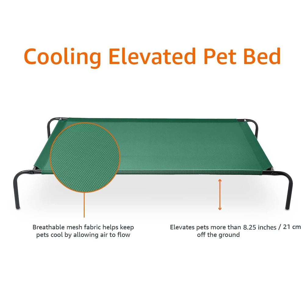 Couleur vert durable du lit Amazon Basics, design discret et robuste.