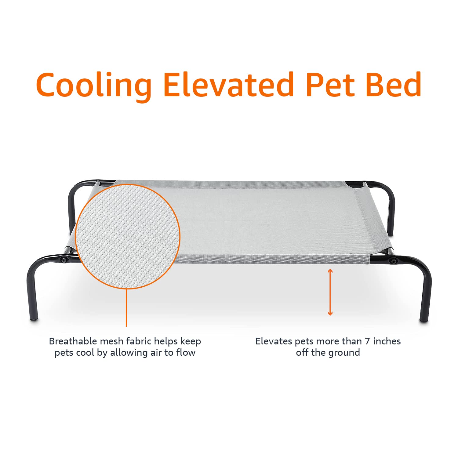 Amazon Basics lit chien élevé facile à nettoyer avec eau du robinet.