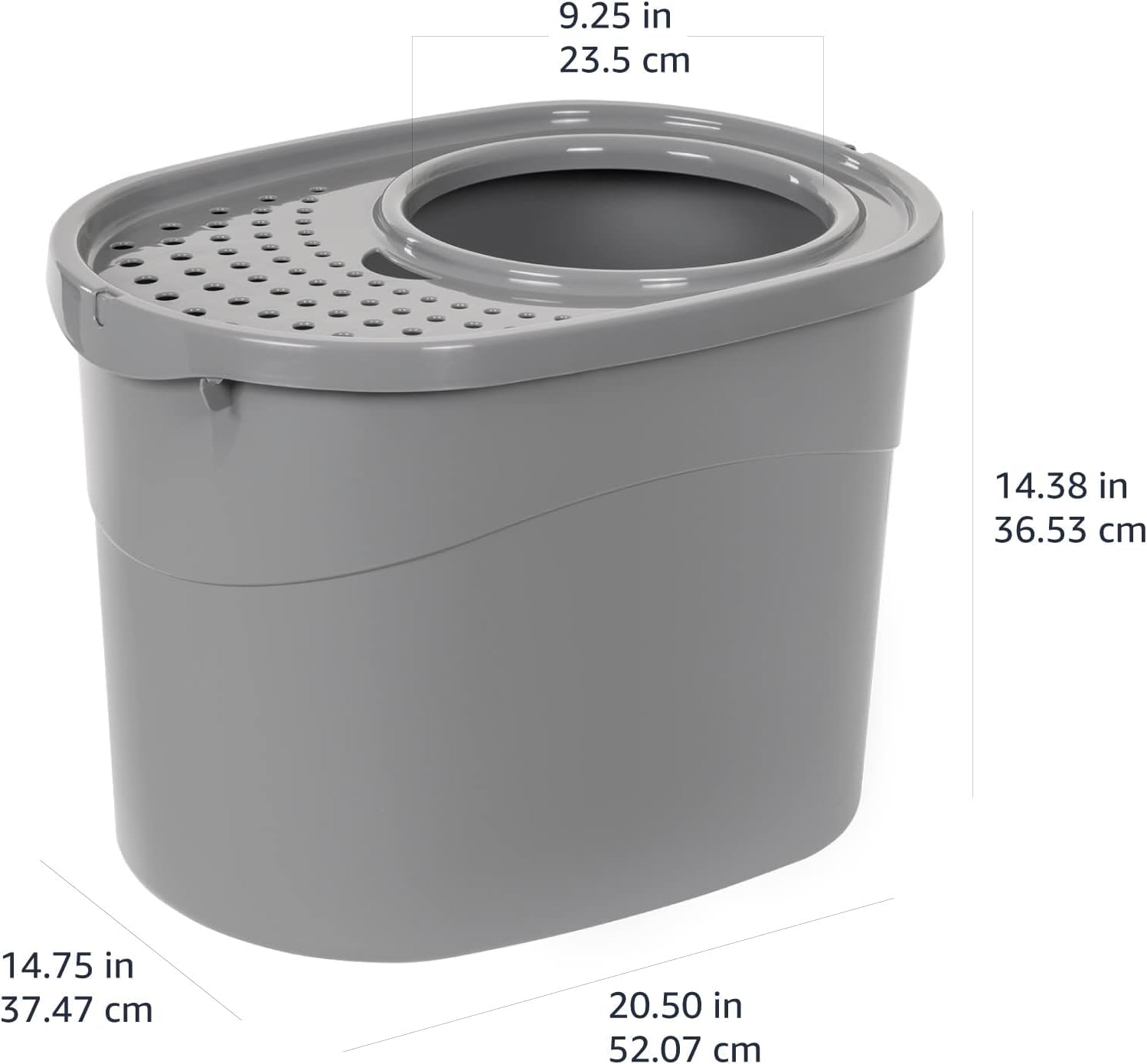 Amazon Basics Bac à litière grande capacité-gris, espace généreux pour grands félins.