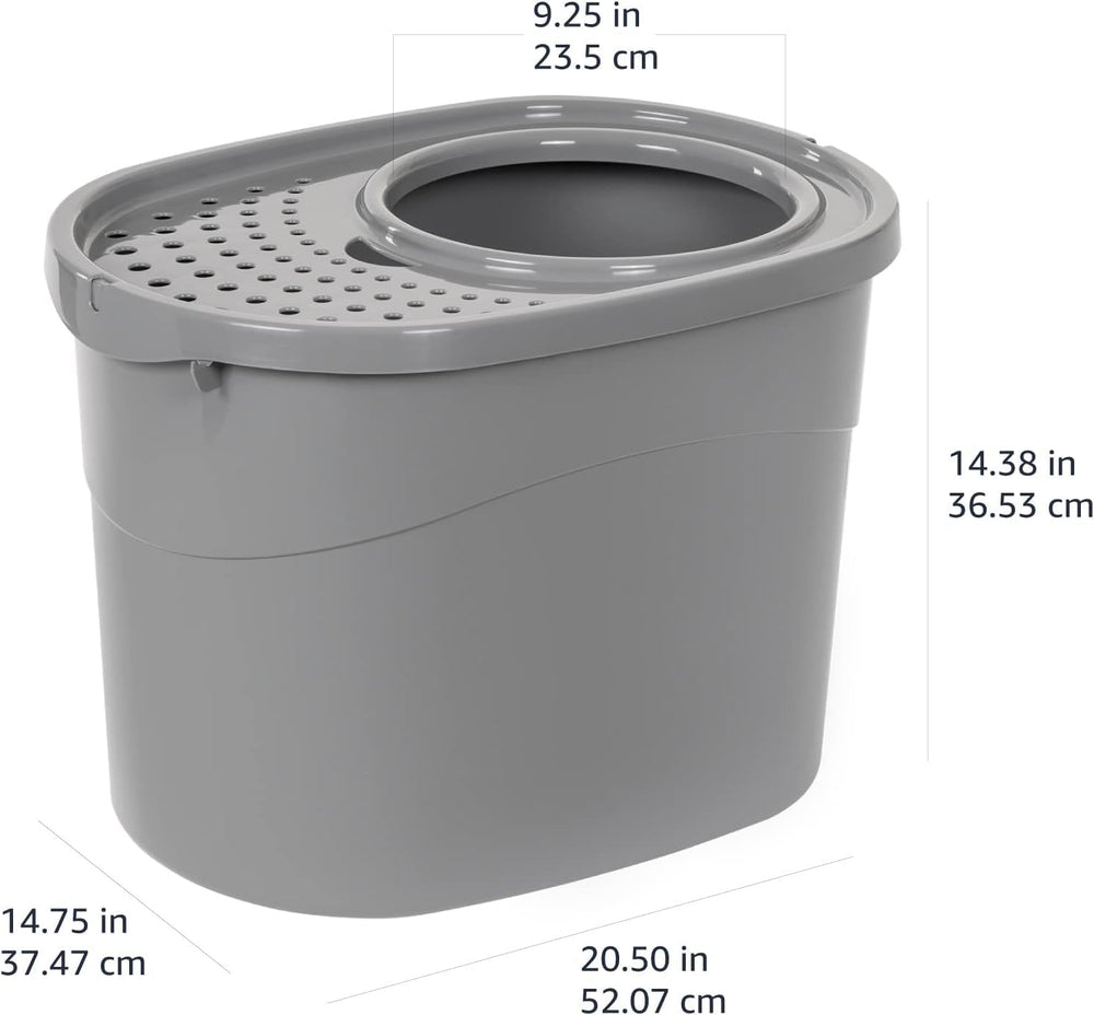 Amazon Basics Bac à litière grande capacité-gris, espace généreux pour grands félins.